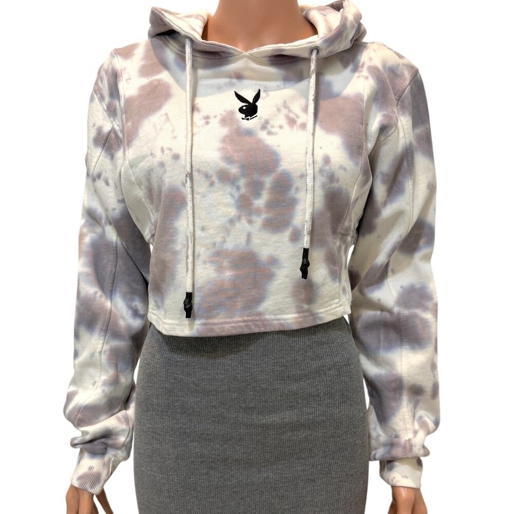 Misguided x Playboy bunny 10 Tie Dye cropped hoodie SP 2892